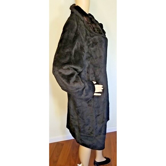 Cinzia Rocca Womens Baby Llama Wool Coat Mink Collar size 6 Bemberg Italy - Picture 3 of 13